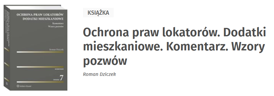 Ochrona praw lokatorów. Dodatki mieszkaniowe. Komentarz. Wzory pozwów