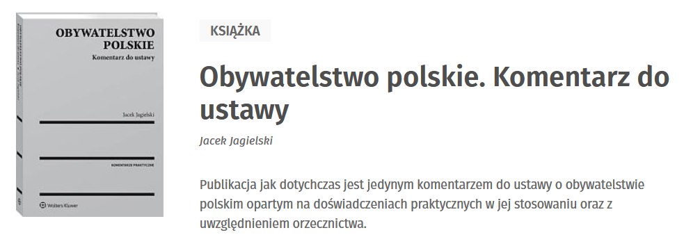 Obywatelstwo polskie. Komentarz do ustawy