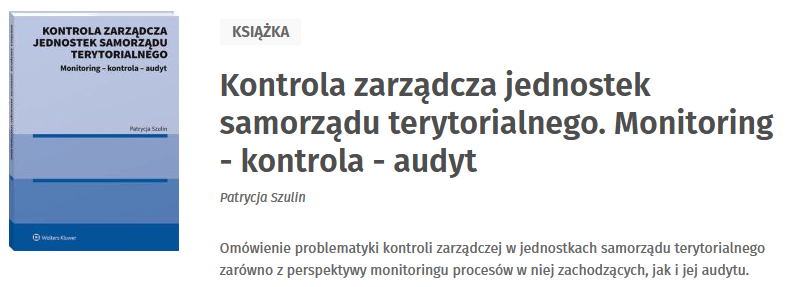 Kontrola zarządcza jednostek samorządu terytorialnego. Monitoring - kontrola - audyt 