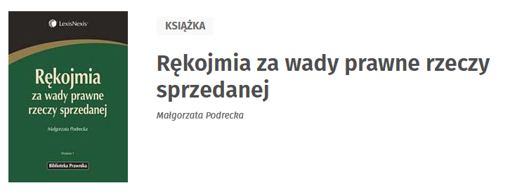 Rękojmia za wady prawne rzeczy sprzedanej 