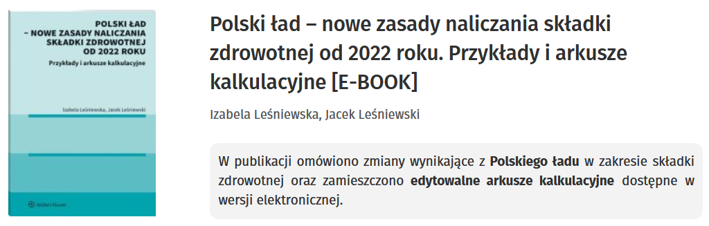 Polski ład – nowe zasady naliczania składki zdrowotnej od 2022 roku. Przykłady i arkusze kalkulacyjne