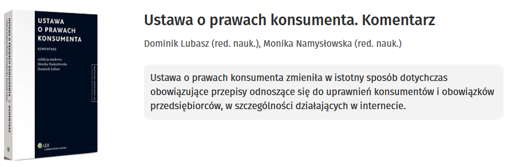 Ustawa o prawach konsumenta. Komentarz