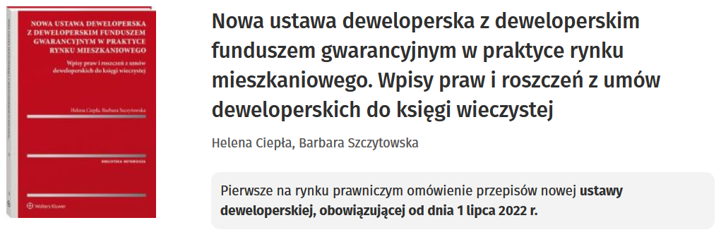 Nowa ustawa deweloperska z deweloperskim funduszem gwarancyjnym w praktyce rynku mieszkaniowego. Wpisy praw i roszczeń z umów deweloperskich do księgi wieczystej