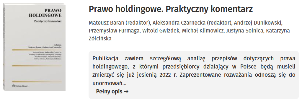 Prawo holdingowe. Praktyczny komentarz