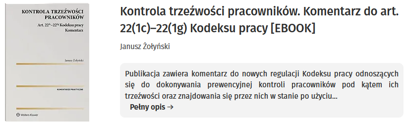 Kontrola trzeźwości pracowników. Komentarz do art. 22(1c)–22(1g) Kodeksu pracy