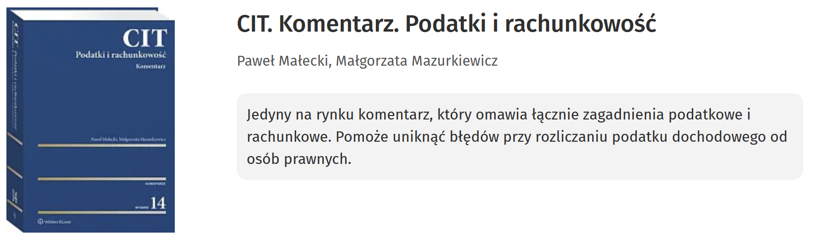 CIT. Komentarz. Podatki i rachunkowość