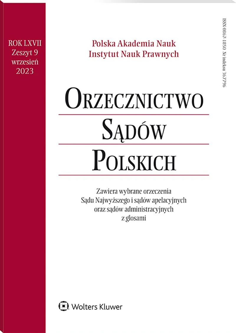 Orzecznictwo Sądów Polskich, nr 09/2023