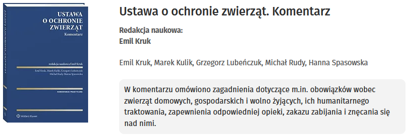 Ustawa o ochronie zwierząt. Komentarz