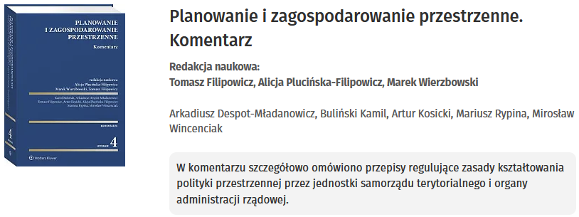 Planowanie i zagospodarowanie przestrzenne. Komentarz