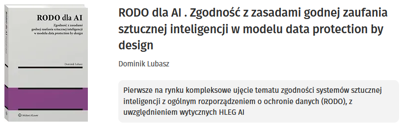 RODO dla AI . Zgodność z zasadami godnej zaufania sztucznej inteligencji w modelu data protection by design
