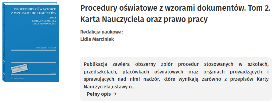 Procedury oświatowe z wzorami dokumentów. Tom 2. Karta Nauczyciela oraz prawo pracy