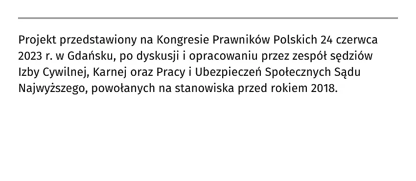 Ustawa o Sądzie Najwyższym z uzasadnieniem założeń